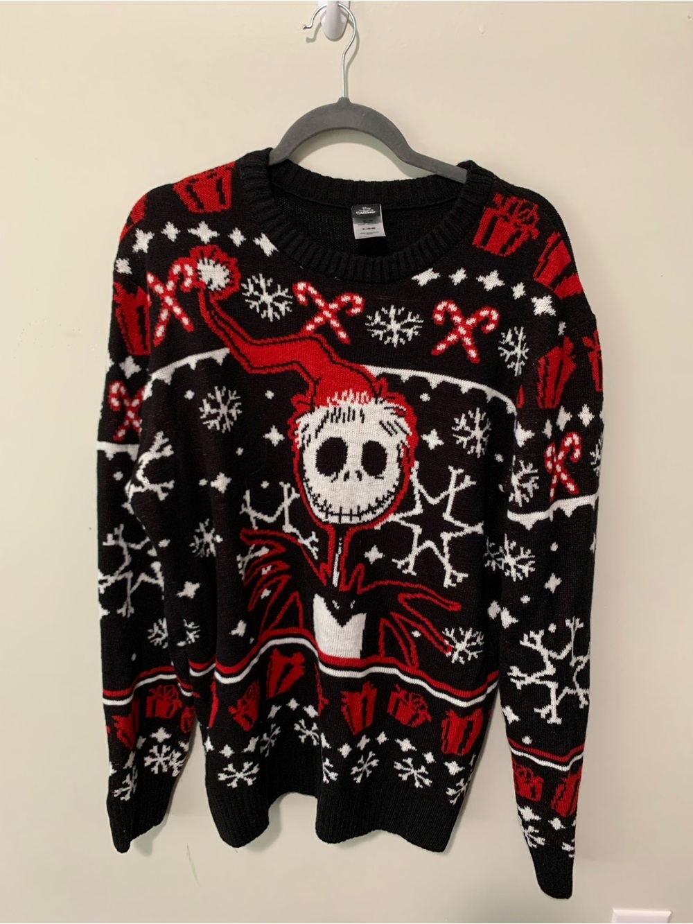 Disney Black and Red Jack Skellington Crewneck Christmas Sweater